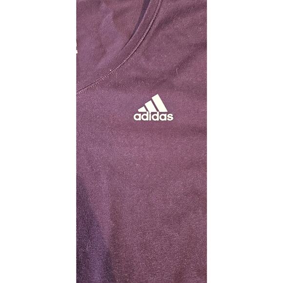Adidas Purple Climalite Short Sleeve V Neck Tee Top - Picture 2 of 5